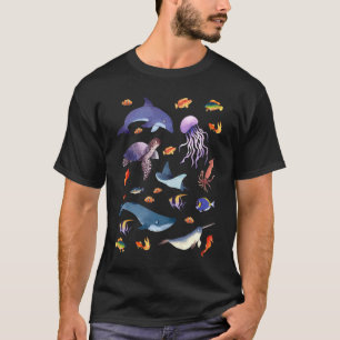 T-shirt Amour de la vie marine Tortue de mer Dauphin Médus