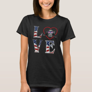 T-shirt Amour de Labrador noir Drapeau américain 4 juillet
