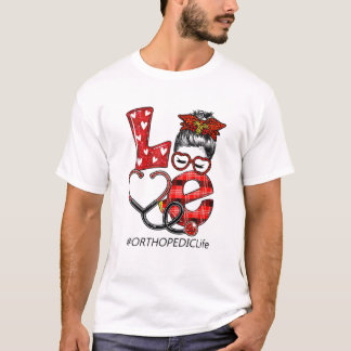 T-shirt Amour de léopard à carreaux infirmière