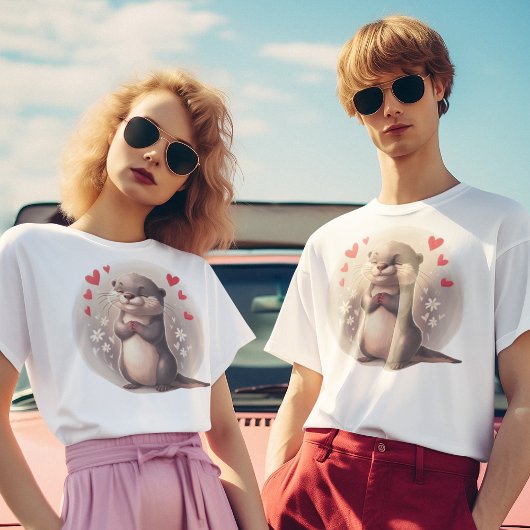 T-shirt amour de loutre mignon