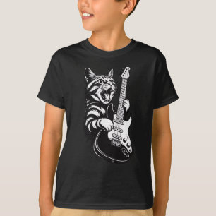 T-shirt Amour de musique cool   Chat rock jouant de la gui