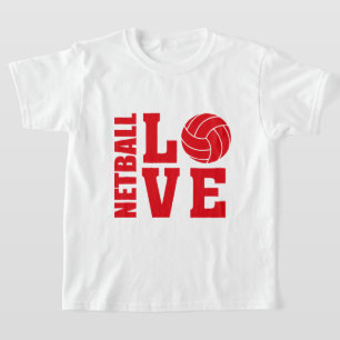 T-shirt Amour de Netball Rouge, Netball