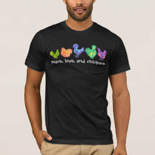 T-shirt amour de paix et aquarelle de poulets