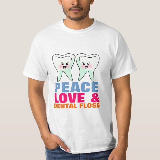T-shirt Amour de paix et soie dentaire (Devant)