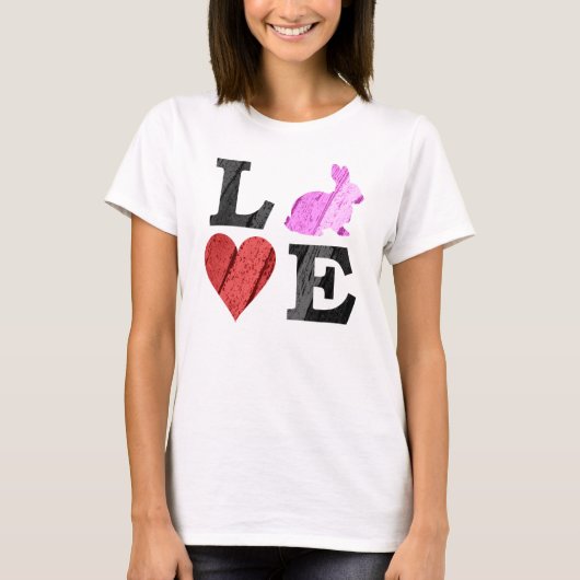 T-shirt Amour de Pâques avec Coeur et Lapin (Devant)