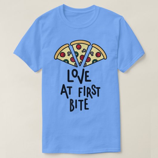T-shirt Amour de pizza première bouchée (Design devant)