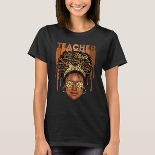 T-shirt Amour de professeur noir Mélanine Lunettes Léopard