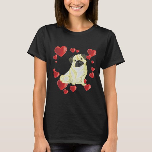T-shirt Amour de Pug Mignon 638 (Devant)