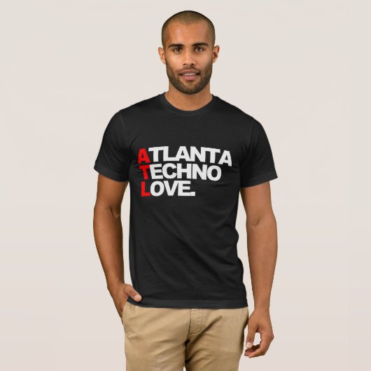 T-shirt Amour de techno d'Atlanta (noir) (Devant entier)