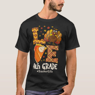 T-shirt Amour de Thanksgiving Enseignant de 4e année Dinde