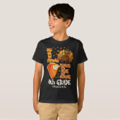 T-shirt Amour de Thanksgiving Enseignant de 4e année Dinde (Devant entier)