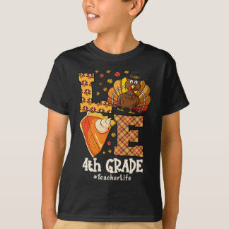 T-shirt Amour de Thanksgiving Enseignant de 4e année Dinde