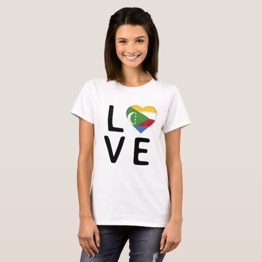 T-shirt Amour - Drapeau des Comores (Devant entier)