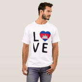 T-shirt Amour - Drapeau du Cambodge (Devant entier)