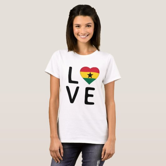 T-shirt Amour - Drapeau du Ghana (Devant entier)