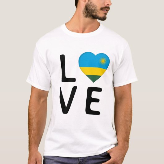 T-shirt Amour - Drapeau du Rwanda (Devant)