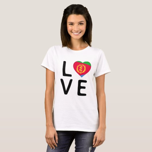 T-shirt Amour - Drapeau Erythrée (Devant entier)