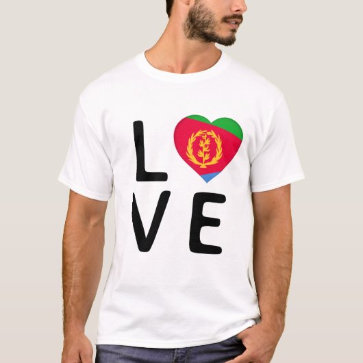 T-shirt Amour - Drapeau Erythrée (Devant)
