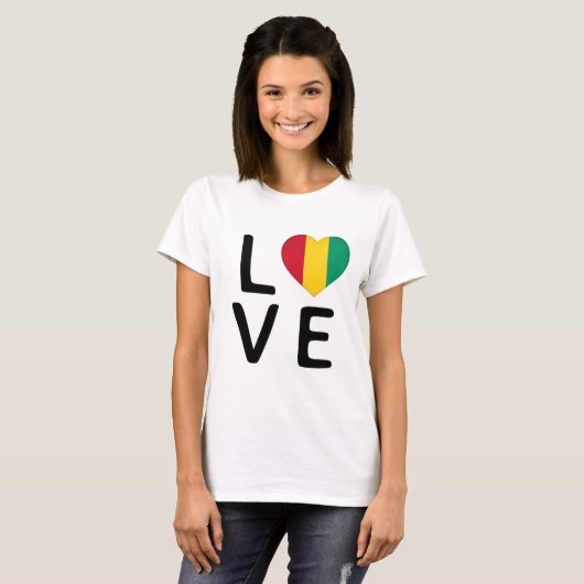 T-shirt Amour - Drapeau Guinée (Devant entier)
