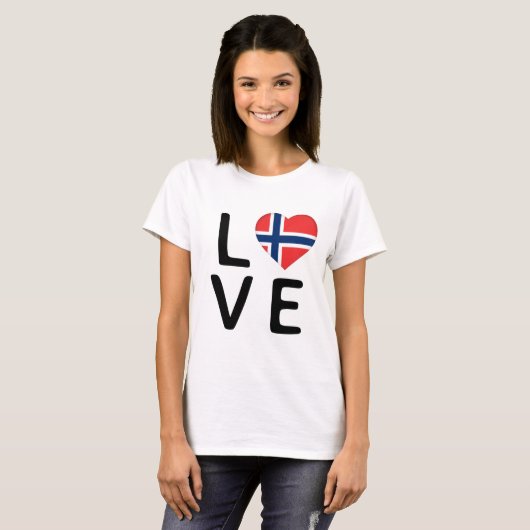 T-shirt Amour - Drapeau Norvège (Devant entier)