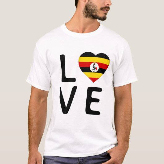 T-shirt Amour - Drapeau Ouganda (Devant)
