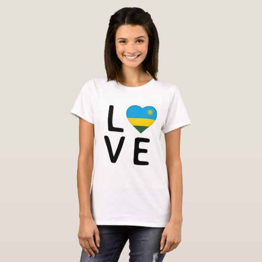 T-shirt Amour - Drapeau Rwanda (Devant entier)
