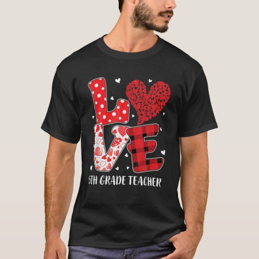 T-shirt Amour drôle 5E Grade Enseignant Étudiants Coeur Va (Devant)