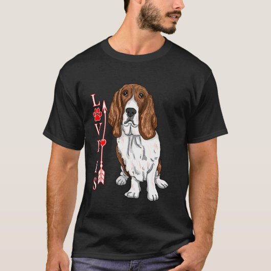 T-shirt Amour Drôle Est Basset Hound Chien Chien Mignonne  (Devant)