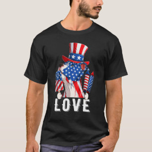 T-shirt Amour du 4 juillet Pitbull Drapeau américain Chien