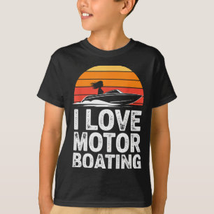 T-shirt Amour du bateau à moteur vintage coucher de soleil