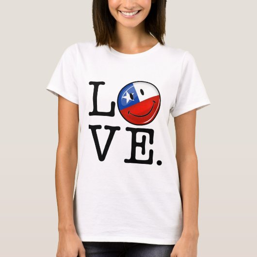 T-shirt Amour Du Chili Souriant Drapeau Chilien (Devant)