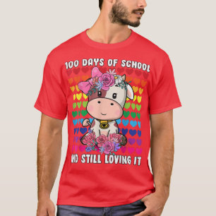 T-shirt Amour Du Coeur 100 Jours D'École Cute Vache Enseig