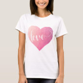 T-shirt Amour du coeur Aquarelle moderne Pink Valentine's  (Devant)