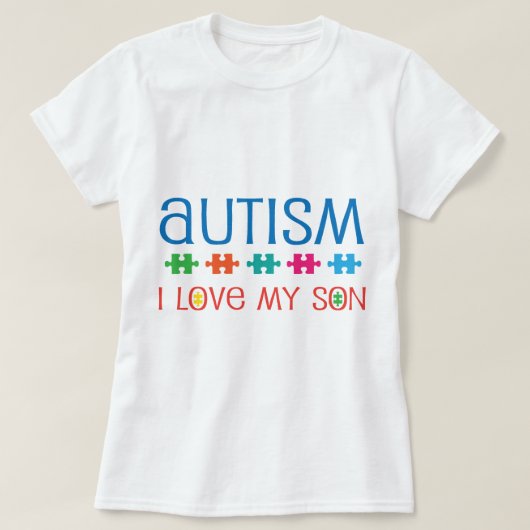 T-shirt Amour du ruban I de puzzle d'autisme mon fils (Design devant)