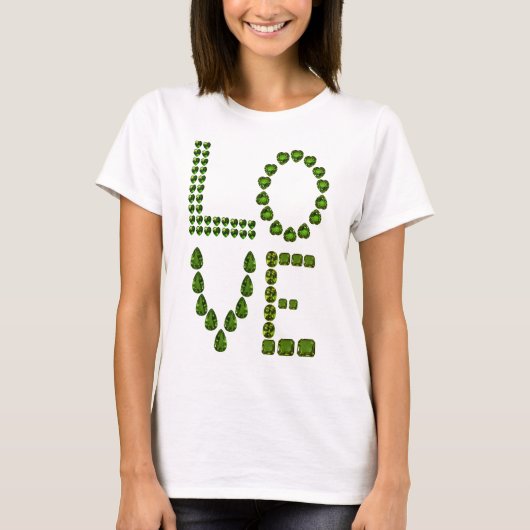 T-shirt Amour - Emerald Green Gemstone Letters (Devant)