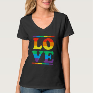 T-shirt Amour En Arc-En-Ciel Couleurs Lgbtq Lesbian Gay