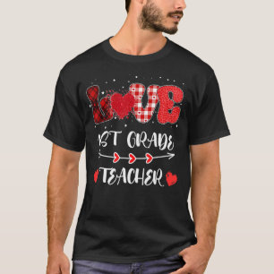 T-shirt Amour Enseignant 1ère année Coeur Leopard Buffalo