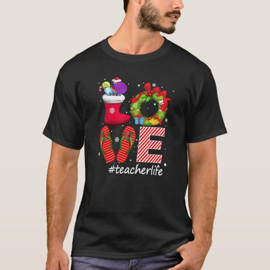 T-shirt Amour #enseignant Flips Flops Chaussettes bonbons (Devant)