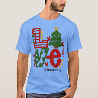 T-shirt Amour Enseignant Noël Arbre Décoration Noël