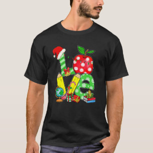 T-shirt Amour Enseignant Père Noël Lumières de Noël Noël N