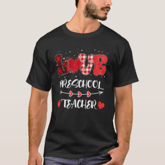 T-shirt Amour Enseignant préscolaire Coeur Leopard Buffalo