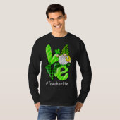 T-shirt Amour Enseignant Vie Gnome Leopard Shamrock St Pat (Devant entier)