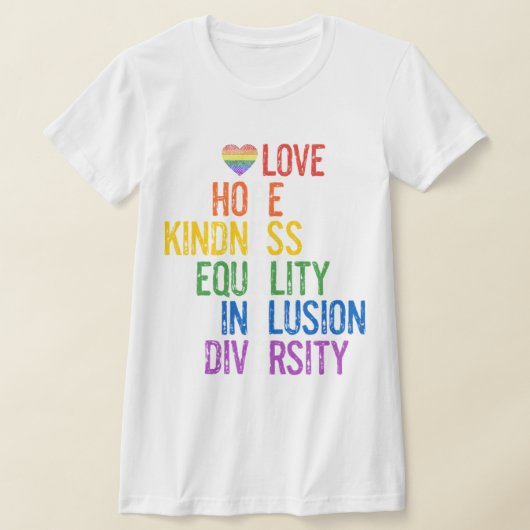 T-shirt Amour Espoir Bonté Égalité Inclusion Diversité Pe (Poser)