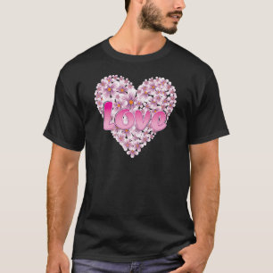 T-shirt Amour et marguerites roses