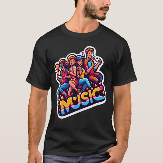 T-shirt Amour et musique Joyful retro (Devant)