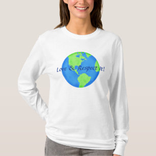 T-shirt Amour et respect Terre Globe Bleu Vert