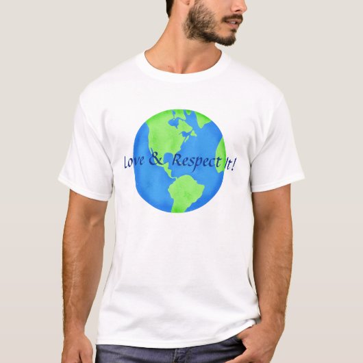 T-shirt Amour et respect Terre Globe Bleu Vert (Devant)