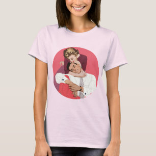 T-shirt Amour et romance vintage, jeunes mariés en rose