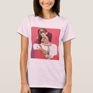 T-shirt Amour et romance vintage, jeunes mariés en rose