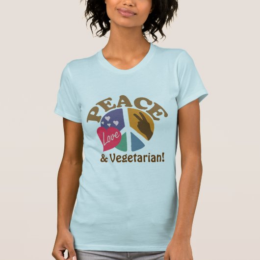 T-shirt Amour et végétarien de paix (Devant)